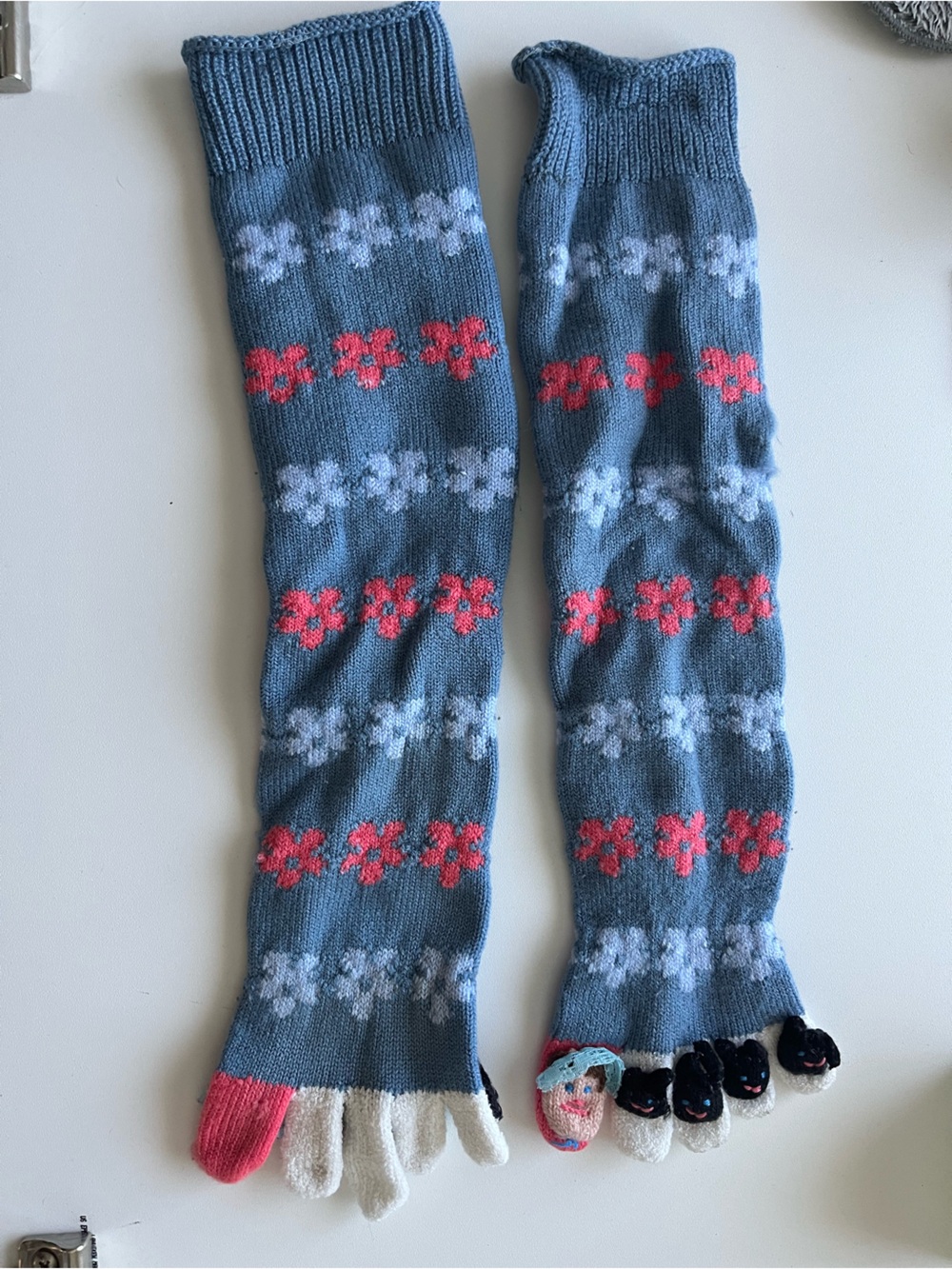 Blue Floral Toe Socks with Lil Bo Peep & Sheep
